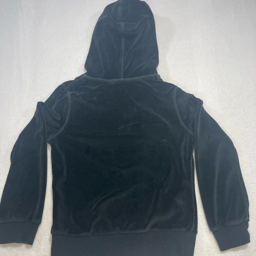 Marc Ecko Red by Marc Ecko Velour Zip Hoodie Black Pink Logo Girls M - Picture 2 of 6